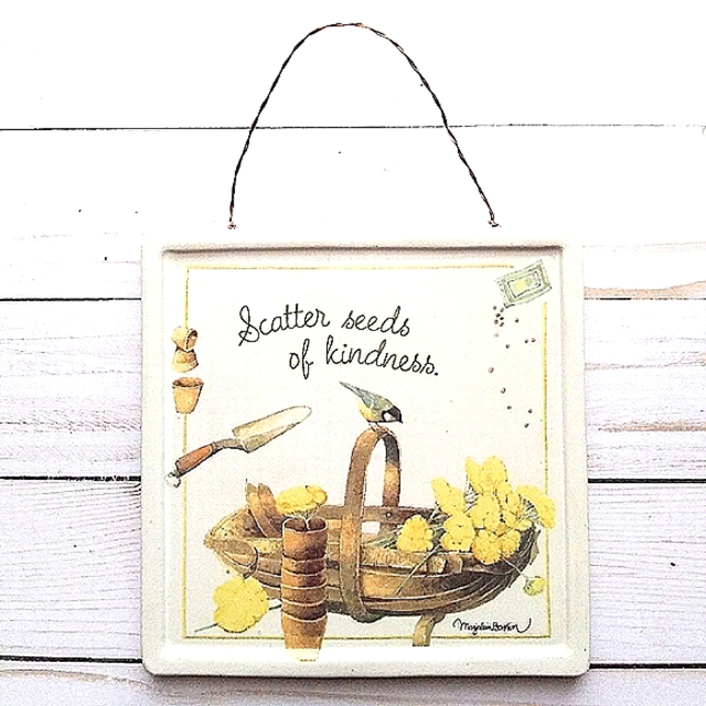 HALLMARK CERAMIC TILE NATURE WALL HANGING MARJOLEIN BASTIN SIGNED ART GARDEN